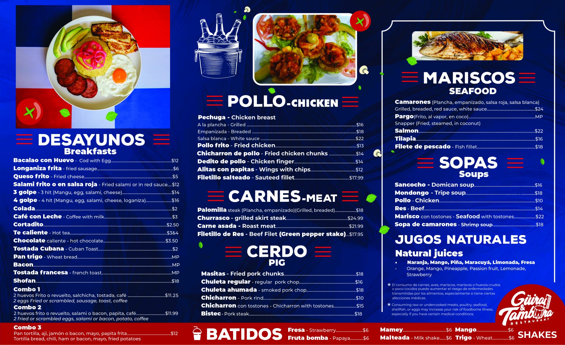 Menu Guira y Tamabora